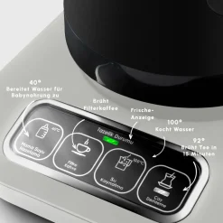 Karaca Teekocher-Caysever Robotea Pro 4 in 1 sprechender automatischer Teekocher Wasserkocher und Filterkaffeemaschine, Starlight, 2500W Sternenlıcht