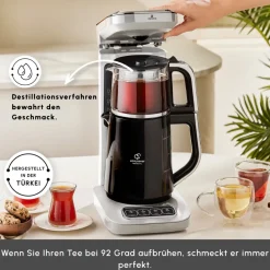 Karaca Teekocher-Caysever Robotea Pro 4 in 1 sprechender automatischer Teekocher Wasserkocher und Filterkaffeemaschine, Starlight, 2500W Sternenlıcht
