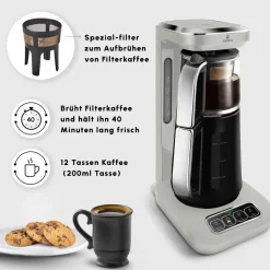 Karaca Teekocher-Caysever Robotea Pro 4 in 1 sprechender automatischer Teekocher Wasserkocher und Filterkaffeemaschine, Starlight, 2500W Sternenlıcht