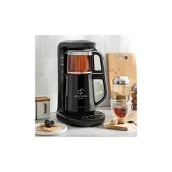 Karaca Teekocher-Caysever Robotea Teemaschine und Wasserkocher Chrom Schwarz Chrom