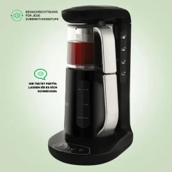Karaca Teekocher-Caysever Robotea Teemaschine und Wasserkocher Chrom Schwarz Chrom