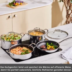 Karaca Stahltopf Sets-Ceramica Steel 3Ply Edelstahl-Kochgeschirr-Set Sılber03