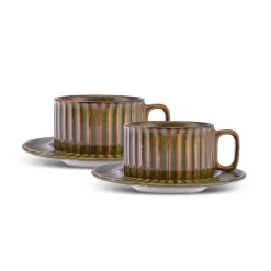 Karaca Teetassen Sets-Cereus Tee-Set für 2 Personen, 4 Teilig, Grün Grün01