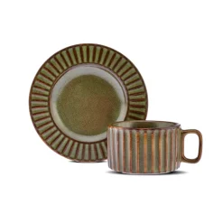 Karaca Teetassen Sets-Cereus Tee-Set für 2 Personen, 4 Teilig, Grün Grün01
