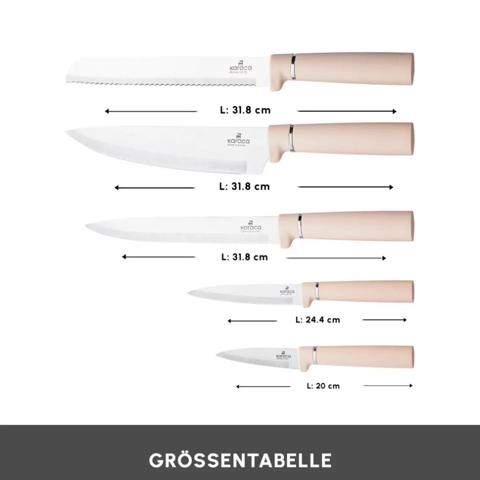 Karaca Messersets-Chef's Harmony Messer & Schneidebrett Set Bej