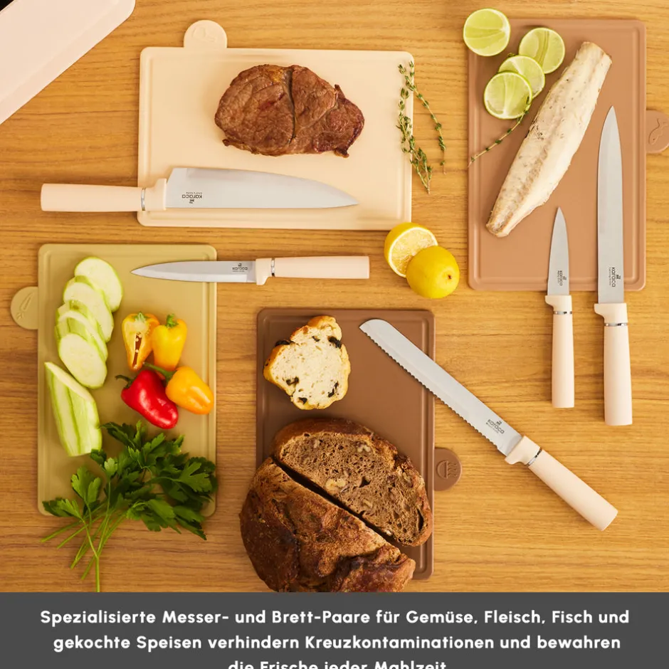 Karaca Messersets-Chef's Harmony Messer & Schneidebrett Set Bej