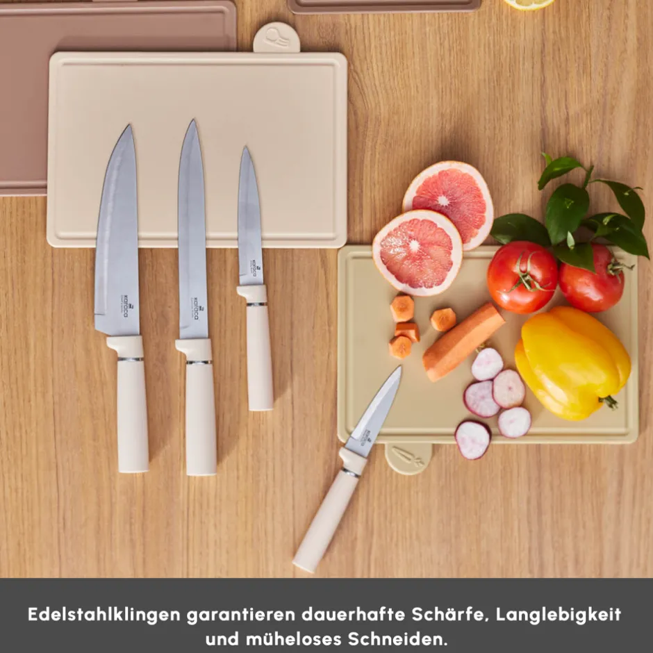 Karaca Messersets-Chef's Harmony Messer & Schneidebrett Set Bej