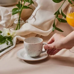 Karaca Teetassen Sets-Chicago Dot Reaktive Teetasse 200 ml Multıfarben