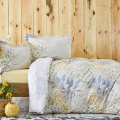 Karaca Bettwäsche-Clarinda Doppelbett Bettwäsche Set mit Spannbettlaken Indıgo