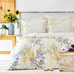 Karaca Bettwäsche-Clarinda Doppelbett Bettwäsche Set mit Spannbettlaken Indıgo