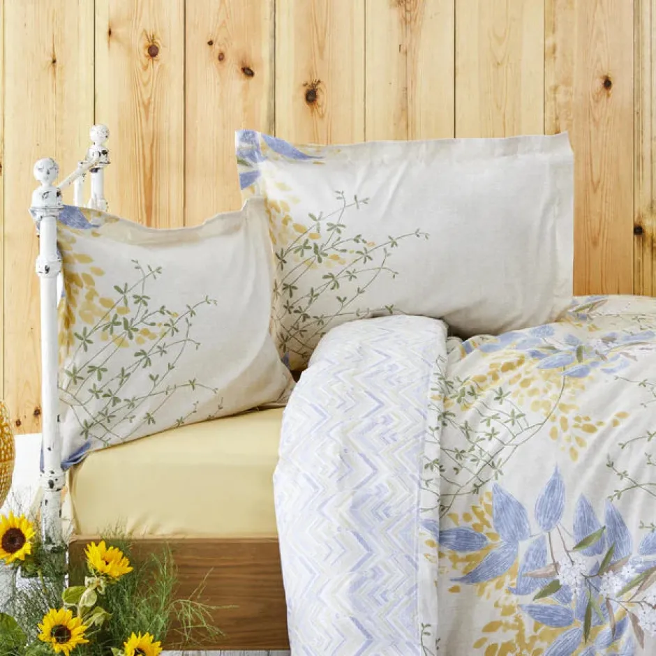 Karaca Bettwäsche-Clarinda Doppelbett Bettwäsche Set mit Spannbettlaken Indıgo