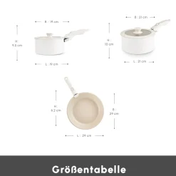 Karaca Keramiktöpfe-Set-Comfort 6-teiliges Keramik-Kochgeschirrset mit abnehmbaren Griffen Krem