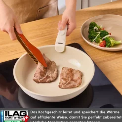 Karaca Keramiktöpfe-Set-Comfort 6-teiliges Keramik-Kochgeschirrset mit abnehmbaren Griffen Krem