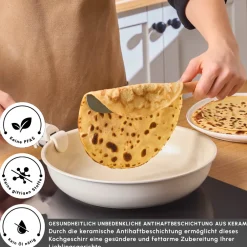 Karaca Keramiktöpfe-Set-Comfort 6-teiliges Keramik-Kochgeschirrset mit abnehmbaren Griffen Krem
