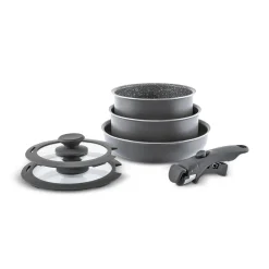 Karaca Granittopf Sets-Comfort 6-teiliges Kochgeschirr-Set mit Abnehmbaren Griffen Schwarz01