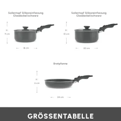 Karaca Granittopf Sets-Comfort 6-teiliges Kochgeschirr-Set mit Abnehmbaren Griffen Schwarz01