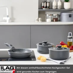 Karaca Granittopf Sets-Comfort 6-teiliges Kochgeschirr-Set mit Abnehmbaren Griffen Schwarz01