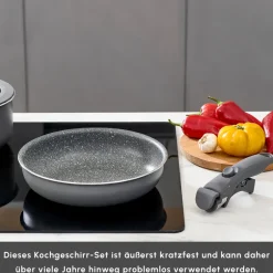 Karaca Granittopf Sets-Comfort 6-teiliges Kochgeschirr-Set mit Abnehmbaren Griffen Schwarz01