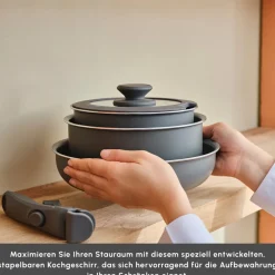 Karaca Granittopf Sets-Comfort 6-teiliges Kochgeschirr-Set mit Abnehmbaren Griffen Schwarz01