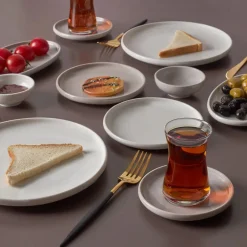 Karaca Frühstücksgeschirr|Frühstücksset Für 6 Personen-Cordelia für 6 Personen Frühstücksset und Servierschalen, 26 Teilig, Grau Grau02