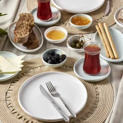 Karaca Frühstücksgeschirr|Frühstücksset Für 6 Personen-Cordelia Mint Porzellan 26 Stück Frühstück/Service Set 6 Personen Mınze