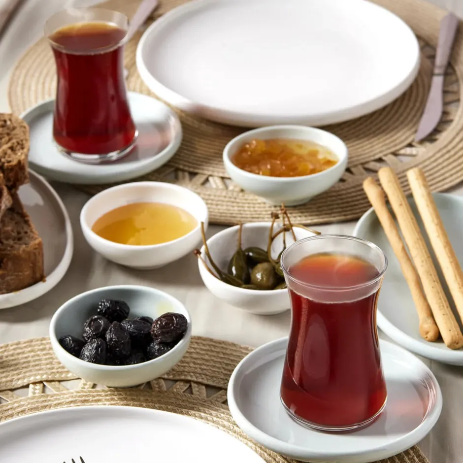 Karaca Frühstücksgeschirr|Frühstücksset Für 6 Personen-Cordelia Mint Porzellan 26 Stück Frühstück/Service Set 6 Personen Mınze