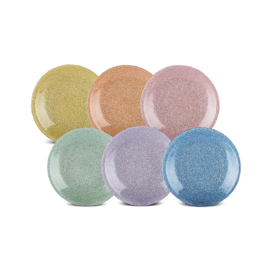 Karaca Kuchenplatte-Cotton Colored Silvery für 6 Personen Dessert Set, 6 Teilig Multıfarben