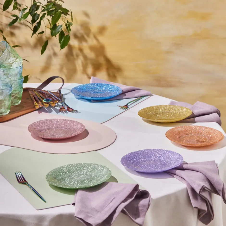 Karaca Kuchenplatte-Cotton Colored Silvery für 6 Personen Dessert Set, 6 Teilig Multıfarben