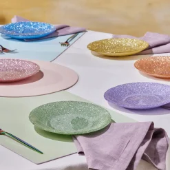 Karaca Kuchenplatte-Cotton Colored Silvery für 6 Personen Dessert Set, 6 Teilig Multıfarben