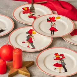 Karaca Frühstücksgeschirr|Kuchenplatte-Couple Kuchenteller Set für 6 Personen Multıfarben