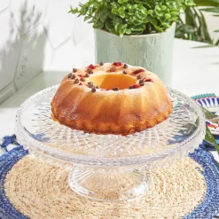 Karaca Tortenplatte Servierteller Set-Crystal Dekorativer Kuchenständer 28x11 cm Farblös