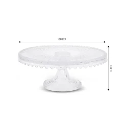 Karaca Tortenplatte Servierteller Set-Crystal Dekorativer Kuchenständer 28x11 cm Farblös