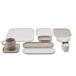 Karaca Frühstücksset Für 6 Personen-Cubique Grau 35-teiliges Porzellan Frühstücksset und Servierschalen Quadratisch für 6 Personen Grau02