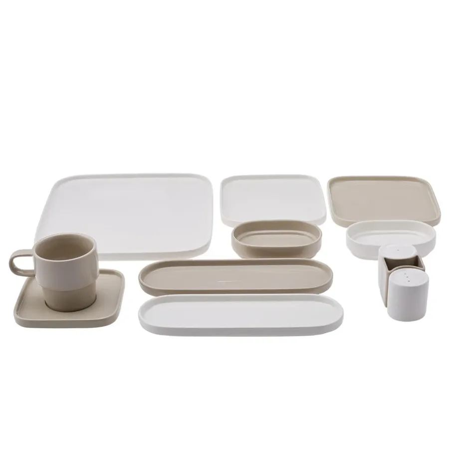 Karaca Frühstücksset Für 6 Personen-Cubique Grau 35-teiliges Porzellan Frühstücksset und Servierschalen Quadratisch für 6 Personen Grau02