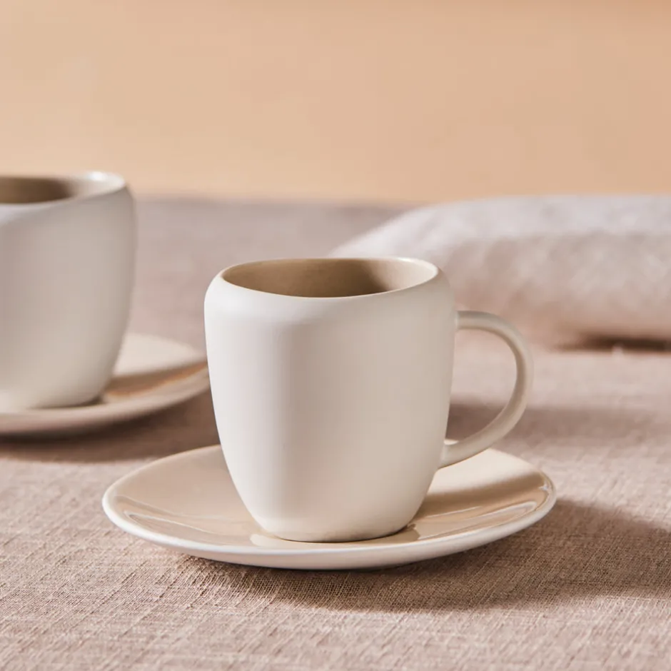 Karaca Mokka & Espressotassen Set-Cupid Kaffee-Tassenset für 1 Personen 90 ml Beıge Weıß