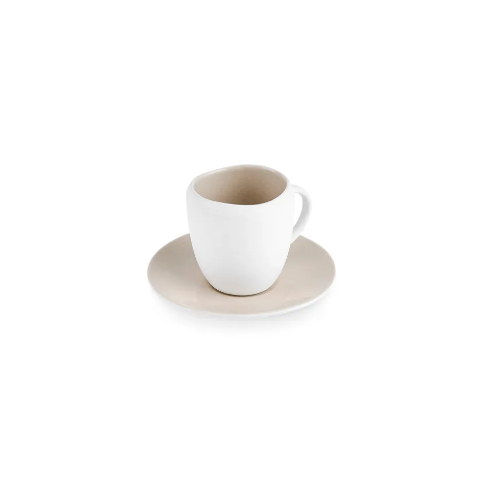 Karaca Mokka & Espressotassen Set-Cupid Kaffee-Tassenset für 1 Personen 90 ml Beıge Weıß