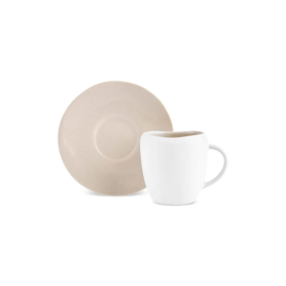 Karaca Mokka & Espressotassen Set-Cupid Kaffee-Tassenset für 1 Personen 90 ml Beıge Weıß