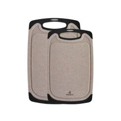 Karaca Schneidebretter-Daily Creme 2er-Set Schneidebrett in Granitoptik Creme01