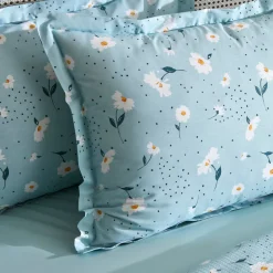 Karaca Tagesdecke Set-Daisy 100% Baumwolle Doppelbett Deckenbezug Set, Mint