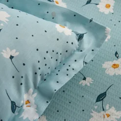 Karaca Tagesdecke Set-Daisy 100% Baumwolle Doppelbett Deckenbezug Set, Mint