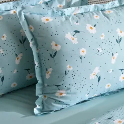 Karaca Tagesdecke Set-Daisy 100% Baumwolle Doppelbett Deckenbezug Set, Mint