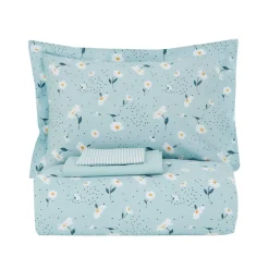 Karaca Bettwäsche-Daisy 100% Baumwolle Doppel Bettbezug Set, Mint