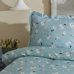 Karaca Tagesdecke Set-Daisy 100% Baumwolle Einzelbett Piké-Set, Mint