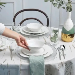 Karaca Tafelservice Für 4 Personen|Tafelservice Für 6 Personen-Daisy für 4 Personen Geschirrset, 12 Teilig, New Generation Bone, Weiß Weıß01