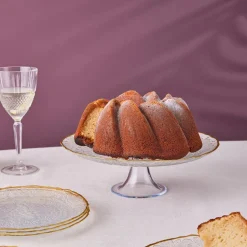 Karaca Kuchenplatte-Dalia Gold Dessert-Set für 6 Personen, 7 teilig Klar