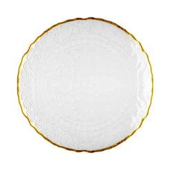 Karaca Kuchenplatte-Dalia Gold Dessert-Set für 6 Personen, 7 teilig Klar