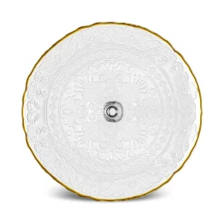 Karaca Kuchenplatte-Dalia Gold Dessert-Set für 6 Personen, 7 teilig Klar