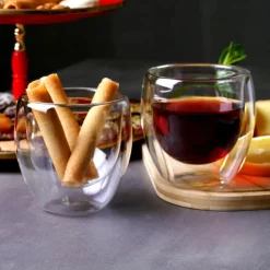 Karaca Gläser-Sets-Doppelwand Borosilikat Glas Cappuccinotassen Set für 2 Personen Farblös
