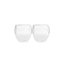 Karaca Mokka & Espressotassen Set|Gläser-Sets-Doppelwand Borosilikat Glas Espresso Tassenset für 2 Personen 80 ml Farblös