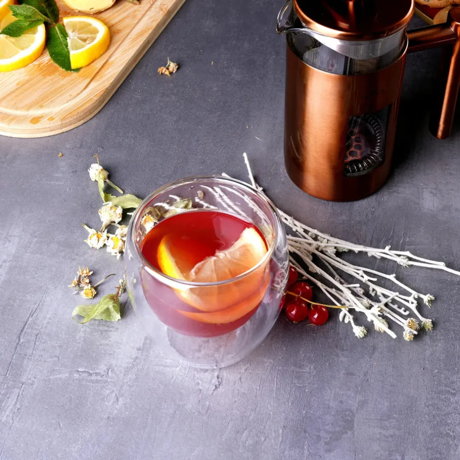 Karaca Gläser-Sets-Doppelwand Borosilikat Glas Latte Cup Set für 2 Personen 350 ml Farblös